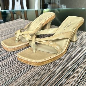 Fiona Nude Sandals with Cream Stitching Size 10